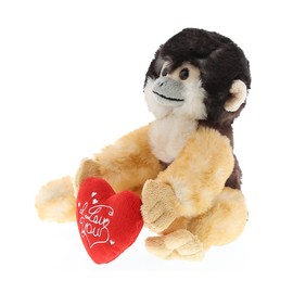 DolliBu I Love You Wild Squirrel Monkey Plush - Cute Stuffed Animal with Heart and with Name Personalization for Valentines, Anniversary, Romantic Date - 12.5 Inches