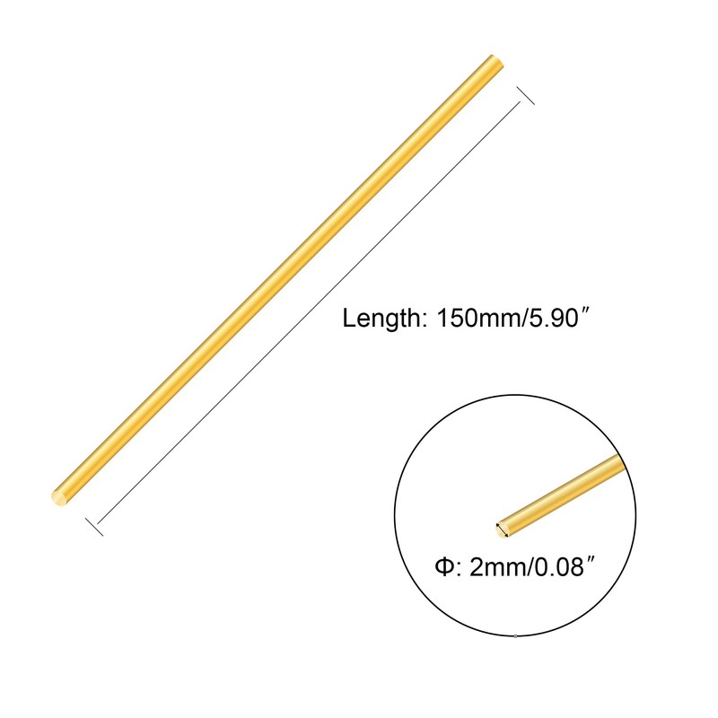 iMeistek 2 mm Brass Rod, 150 mm Length Brass Solid