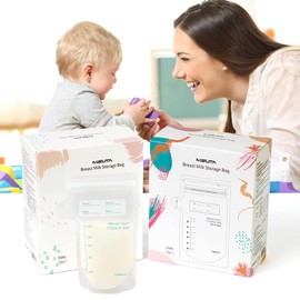 VIRIDIANA 30 Bolsas para Leche Materna, bolsas lactancia para leche on doble cierre de cremallera, a prueba de fugas y fresco, gran área de escritura, 150ml/5oz, 30 unidades