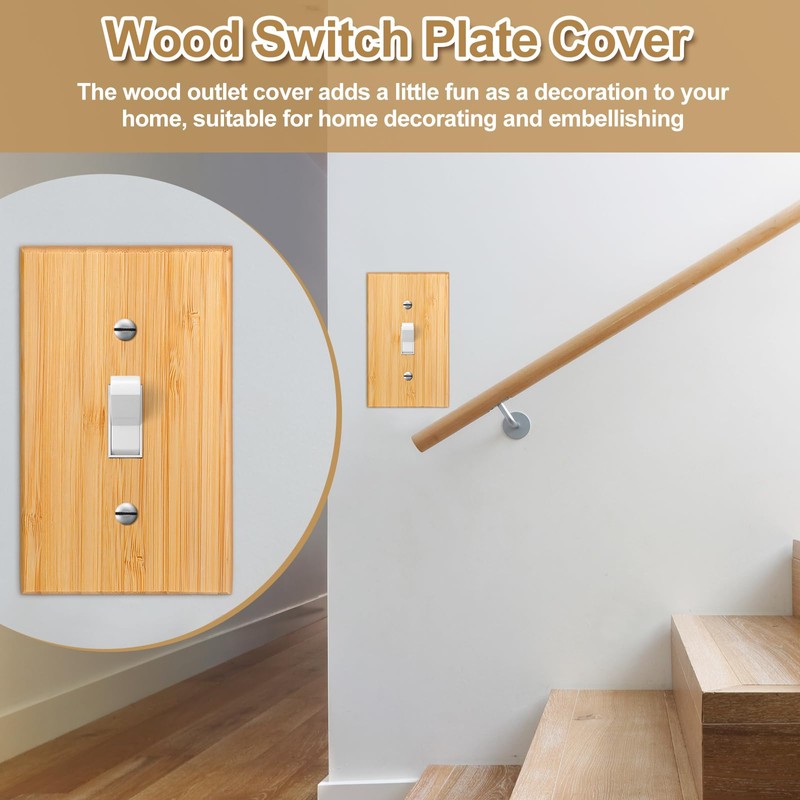 Pinkunn 10 Pieces Solid Wood Light Switch Plate Outlet Covers