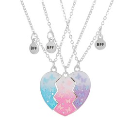 Best Friend Necklaces for 3 Matching Heart Pendant Magnetic Bff Friendship Necklace (3pcs Snowflake)