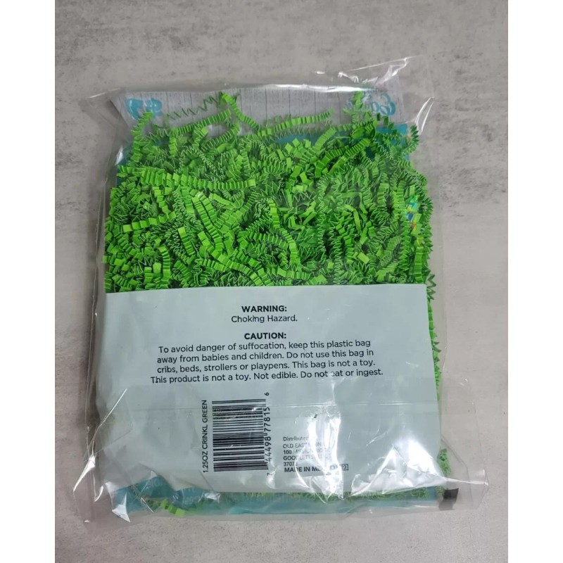 Easter Basket Grass Crinkled Paper Green Christmas Filler Decor Discontinued