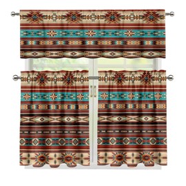 ZFRXIGN Southwestern Kitchen Curtain and Valances Set for Window Home Decorate Curtain Boho Office Window Drapes Housewarming Gifts 54 Inch Window Treatments Small 3 Piece Native American