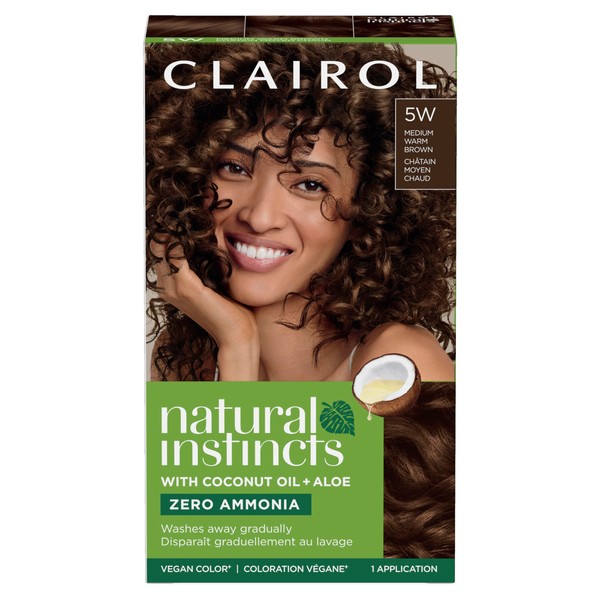 Clairol Natural Instincts Demi-Permanent Hair Dye, 5W Medium Warm Brown Hair Color, Pack of 1
