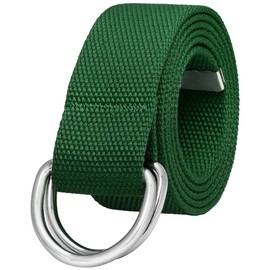 Falari Canvas Web Belt Metal Double D Ring Buckle for Men Women Casual Cloth Military Style Belt 1 1/2" Wide Olive Green Small