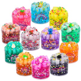 12 Pack Jelly Cubes Clear Slime Set Crystal Slime with Jelly Cubes Party Favors Holiday Birthday Toys for Kids for Boys and Girls