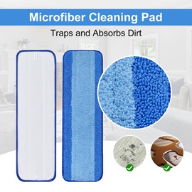 4 Pack Microfiber Cleaning Pad for Bona Mop Safe for Hardwood & Hard Surface Floors Dry Wet Floor Cleaning - Includes 2 Microfiber Cleaning Pad and 2 Dusting Pad - Microfiber Mop Pads for 18Inch Mop