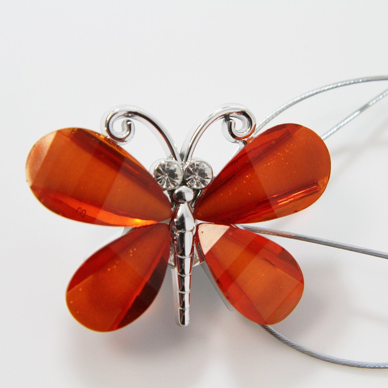 Just Contempo Magnetic Holdback Pair, Metal, Orange Butterfly, 36 cm