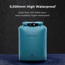 Bee Nesting Ultralight Dry Bag Large 3 Piece Set - Waterproof Siliconized Dry Sack Accessory for Lightweight Travel, Boating, Kayaking, Camping, Swimming(Navy Blue, 12L 20L & Shoulder Strap 3 Pack)