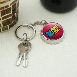 Teen Titans Go! Logo Keychain Chrome Plated Metal Pop Cap Bottle Opener
