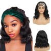 mcriley Headband Wig Short Wavy Bob Wigs for Black Women