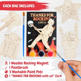 12 Pack Rock and Roll Party Favors for Kids - Individually Wrapped Rock Star Magnet Craft Painting Kits, Music Themed DIY Rocking Gifts for Boys & Girls