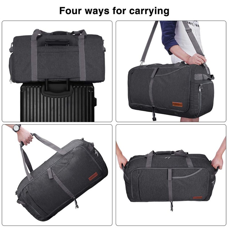 Canway 65L Travel Duffel Bag, Foldable Weekender Bag with Shoes