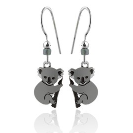 FashionJunkie4Life Hand Painted Koala Bear Earrings, Sterling Silver Ear Wires