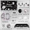 Miidenks 40th Birthday Decorations Set for Man Women,Black Silver Happy