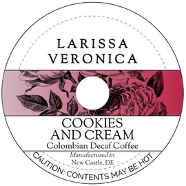 Cookies and Cream Colombian Decaf Coffee (Single Serve K-Cup Pods) (Gourmet, Naturally Flavored, Whole Coffee Beans) (12 pods, ZIN: 572332) - 2 Pack