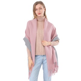 ACNCN 350G Cashmere Scarves for Women Pashmina Double Colors Shawl Wrap Wedding Party Blanket Girls Large Soft Thick Scarves(Light Pink Light Grey)