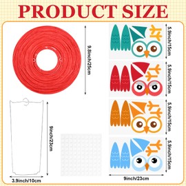 4 Pcs 10 Inch Back to School Owl Paper Lanterns DIY Kit Colorful Owl Kindergarten Preschool Classroom Ceiling Decoration for Back to School Graduation Birthday Party Decor Supplies