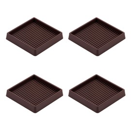 4 Pack Square Rubber Furniture Caster Cups, 3X3 Anti-Slip Gripper for Hardwood Floor Protection, Heavy Duty Anti Slide Floor Protectors for Bed Couch Stoppers
