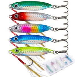 Saltwater Jigs Spoons Metal Jigging Fishing Lures Sinking Metal Spoons Micro Jigging Bait, 10g-5 Pack