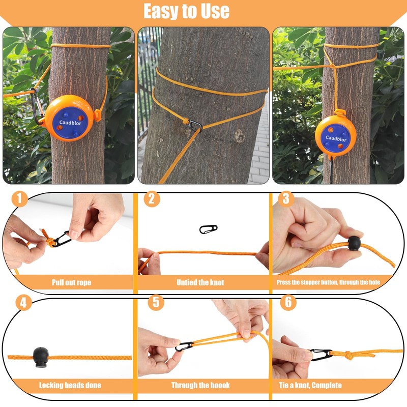 Portable Travel Clothesline Cord, Caudblor Adjustable 33ft Camping Clothes line,