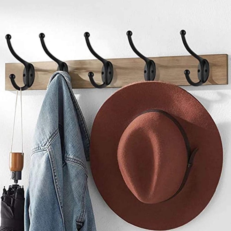 GlazieVault Black Coat Hooks for Wall - Stainless Steel Coat