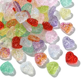 Ipotkitt 100pcs Colorful Heart Shape Glass Beads for DIY Jewelry Making Bracelet Necklace Earrings