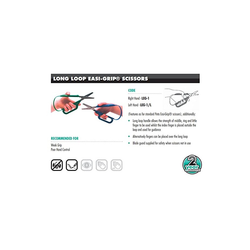 Easi-Grip PETA Long Loop Easi-Grip Self Opening Scissors - Ergonomic