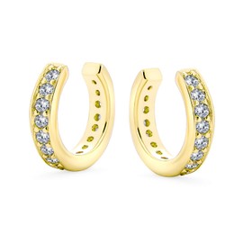 Minimalistic Cubic Zirconia Pave Band Cartilage Ear Cuff Helix Ear Cuff Earrings Rose 14K Gold Plated Sterling Silver, Silver