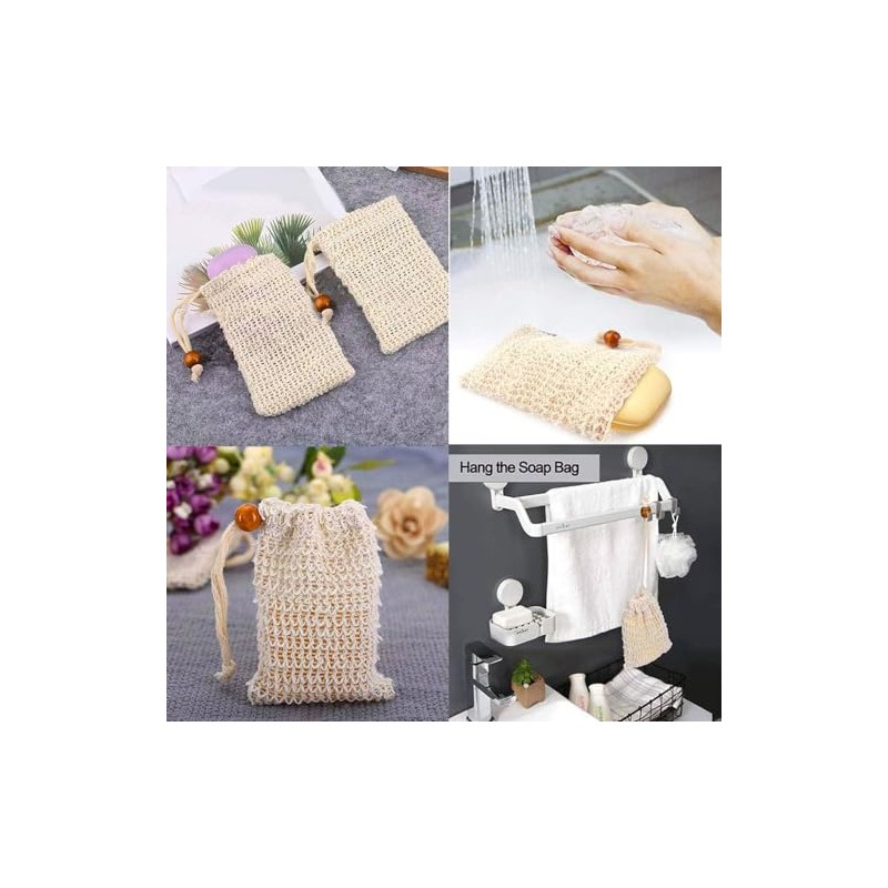Bolsa de jabón de sisal natural para barra de jabón,