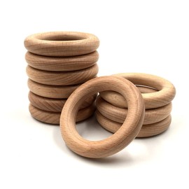 HEOCAKR Natural Beech Wood Rings, 10 Pcs Unfinished 7cm Solid Wooden Rings Circles without Paint for Craft, Connectors Jewelry Making