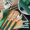 N9R 90pcs Silver and Green Disposable Silverware Set, Elegant Plastic