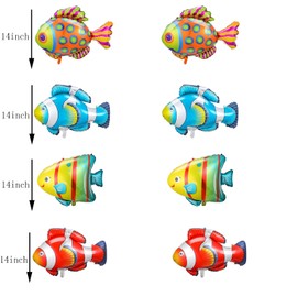 DYT 12PCS Fish Foil Balloons: 4 Big Sea Animal Creature + 8 Small Fish Mylar, Reusable, Under The Sea, Ocean Themed Party Decoration