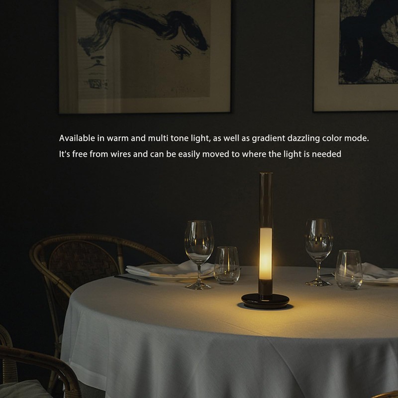 Fockety LED Table Lamp, Soft Light No Stroboscopic Rechargeable Ambient