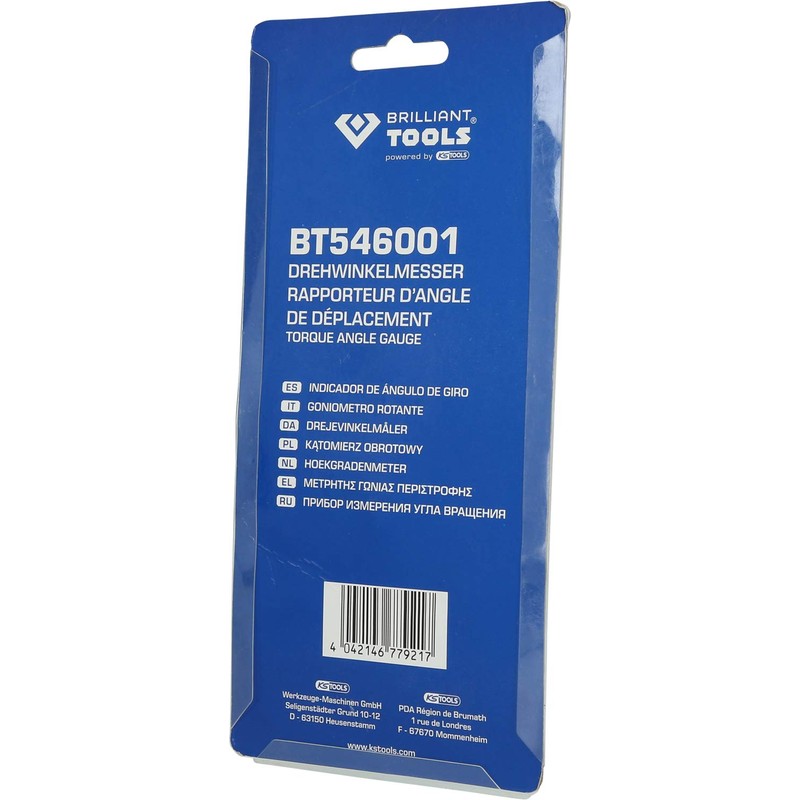 BRILLIANT TOOLS BT546001 Rotary Protractor [Powered by KS Tools], Black/Silver