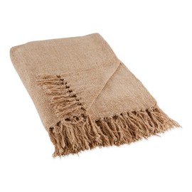 DII Chenille Throw Collection Solid Fringed, 50x60, Natural