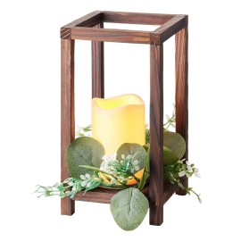 12 Set/36 Pcs Brown Wooden Wedding Lantern Centerpiece Includes 12 Lantern Candle Holders 12 Flameless LED Candles Decor TableQuantity: 36 pcs, color: Brown Color