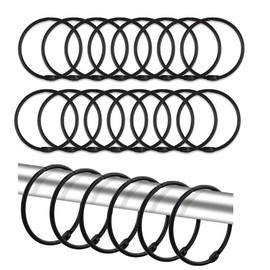 28 Pcs Black Shower Curtain Rings, 2 Inch Rustproof Decorative Shower Curtain Hooks Metal Round Shower Ring Hooks for Bathroom Shower Rod
