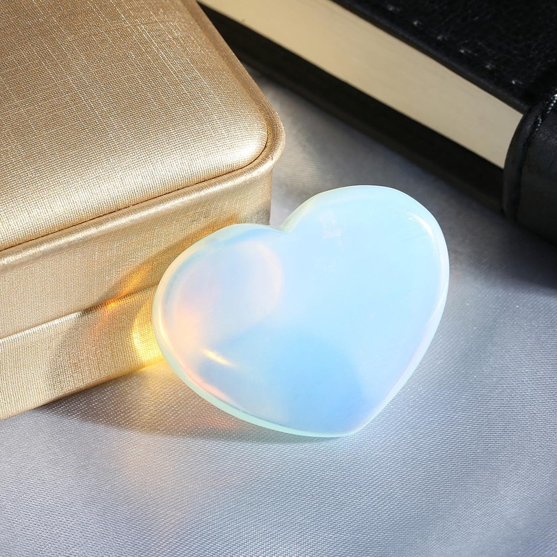 XIANNVXI 45mm 1.8" Opal Crystal Heart Stone Natural Crystal Gemstone