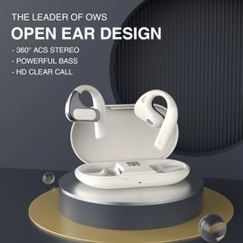 Newalker Wireless Earphones Bluetooth Headsets 5.4 Headphones with ENC Noise Cancelling Mic, 54H Playtime LED Digital Display with Wireless Charging Case,APP Control (White)