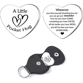 YEEQIN Pocket Hug Token Gifts For Men Women Boyfriend Girlfriend Inspirational Gift For Son Daughter Christmas Birthday Gifts For Sister Brother With Leather Keychain (Sobriety)