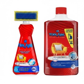 Carbona Carpet Wizard, Espuma Limpiadora Sin Jabon Quita Manchas para Alfombras, Tapetes y Tapiceria. KIT INCLUYE: 1 Espuma de 651 ml con Cepillo Integrado + 1 Espuma de 1 litro de repuesto