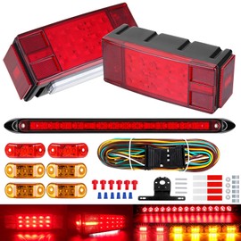 LIMICAR Submersible Boat Trailer Lights, LED Trailer Lights for Utility Trailer, Stop Brake White Backup Reverse License Plate Lights with Wiring Harness, Side Marker, 3rd Light Bar for Boat RV Truck