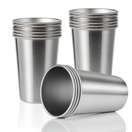 SMLIXE 16 Pack 16oz Stainless Steel Pint Cup,Healthy Unbreakable and Stackable,Metal Drinking Glasses