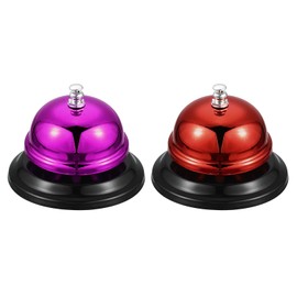 QUARKZMAN Pack of 2 Call Bell, 85 mm / 3.35 Inch Table Bell, Service Dinner Bell for Restaurant, Hotel, Kitchen, Bar, Party, Classroom (Rose Red + Red)