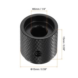 sourcing map 4 Pcs Aluminium Potentiometer Knobs, 1/4"(6mm) IDx5/8"(15mm) ODx5/8"(15mm) Height Universal Volume Tone Control Knobs for Guitar, Bass, Arrow Indicator, Black