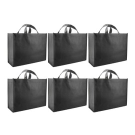Reusable Gift Bags, Large, Black 6 Pack