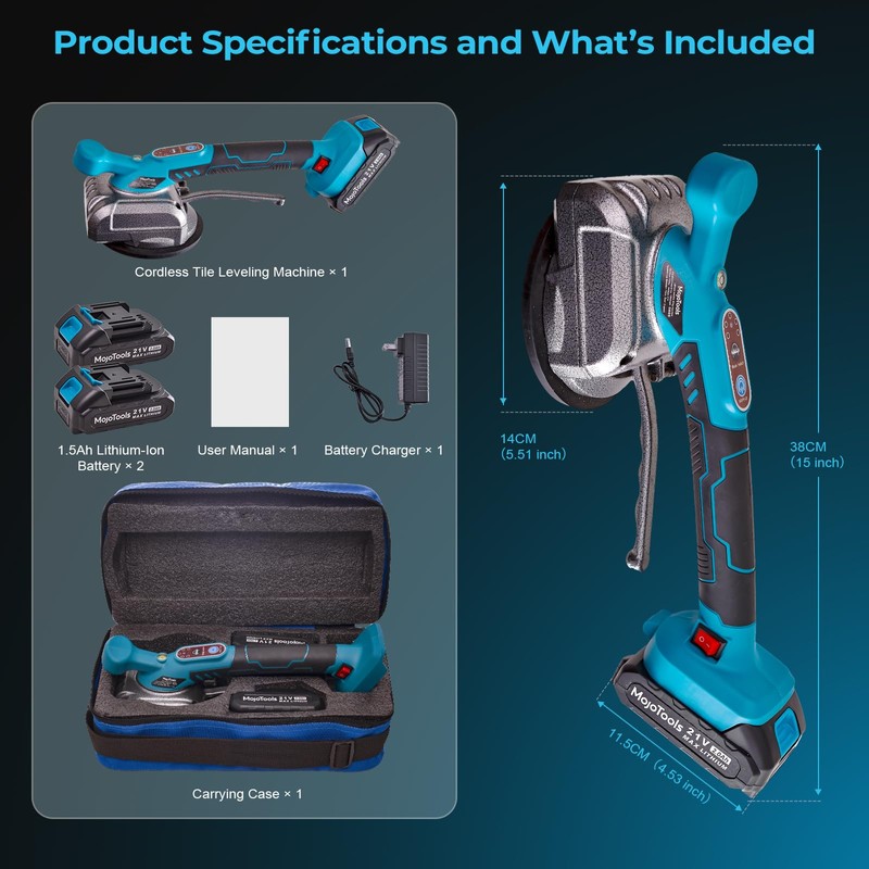 MoJoTools Cordless 2-in-1 Tile Vibration & Leveling Machine – 18,000