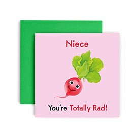 Huxters Birthday Cards for Women – You're Totally Rad! Niece Happy Birthday Card for Birthday, Niece Birthday Card with Lovely Pink Envelope – Funny Birthday Card (Niece)