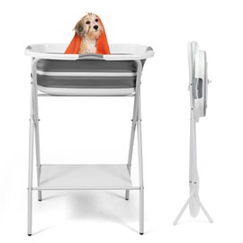 LUVUMVLT 2 in 1Dog Bath Tub, Dog Washing Station for Bathing Shower and Grooming, Foldable Portable Dog Washing Station for Small Dogs, Cats and Other Pet, Indoor and Outdoor